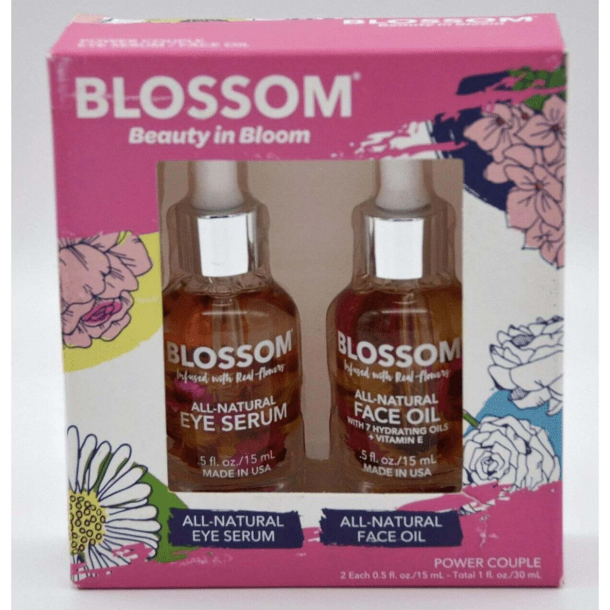 Blossom Beauty In Bloom Power Couple, Eye Serum/Face Oil Set, 0.5 fl oz Each