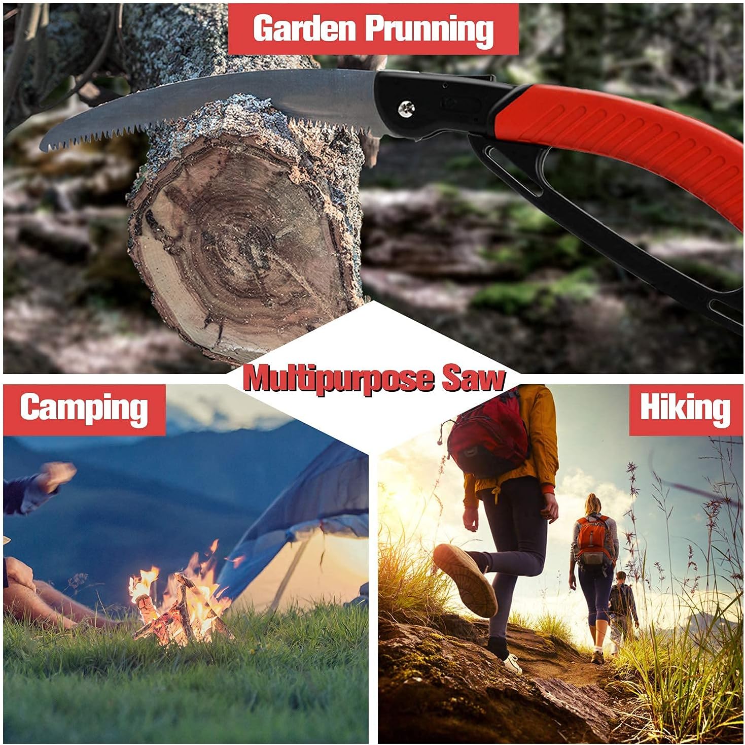 Gardtech Folding Saws, Hand Pruning Saws with 10" Razor Sharp Curved Blade, Camping Saws - Perfect for Pruning Trimming Trees Branches