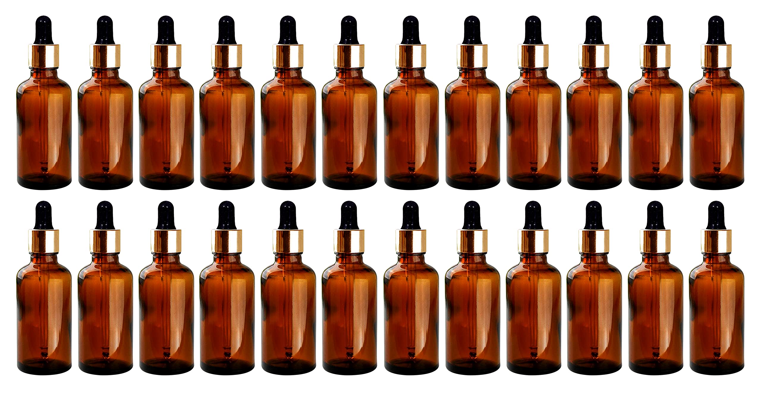 nsb herbals 50 ML Amber Round Empty Glass Bottle + Glass Dropper + Gold Ring + Black Silicone Teat, Refillable, Reusable, Leak Proof For Essential Oils, Perfumes (Pack Of 24)-picture-47