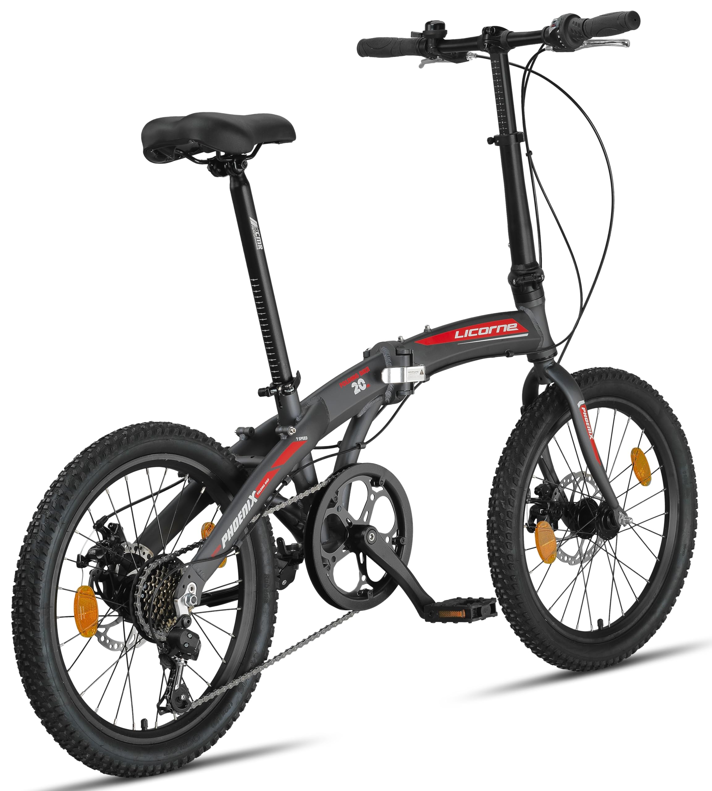 Licorne Bike Phoenix 2D Cross 20 Zoll Aluminium Faltrad Klapprad Scheibenbremse Discbremse Faltfahrrad Herren Damen 7 Gang Kettenschaltung Folding City Bike Alu-Rahmen