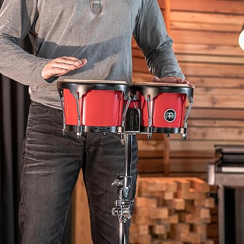 Miniatura 48 de Meinl Percussion HB100SNT-M bongós de madera natural de 6 3/4 y 8 pulgadas, Negro