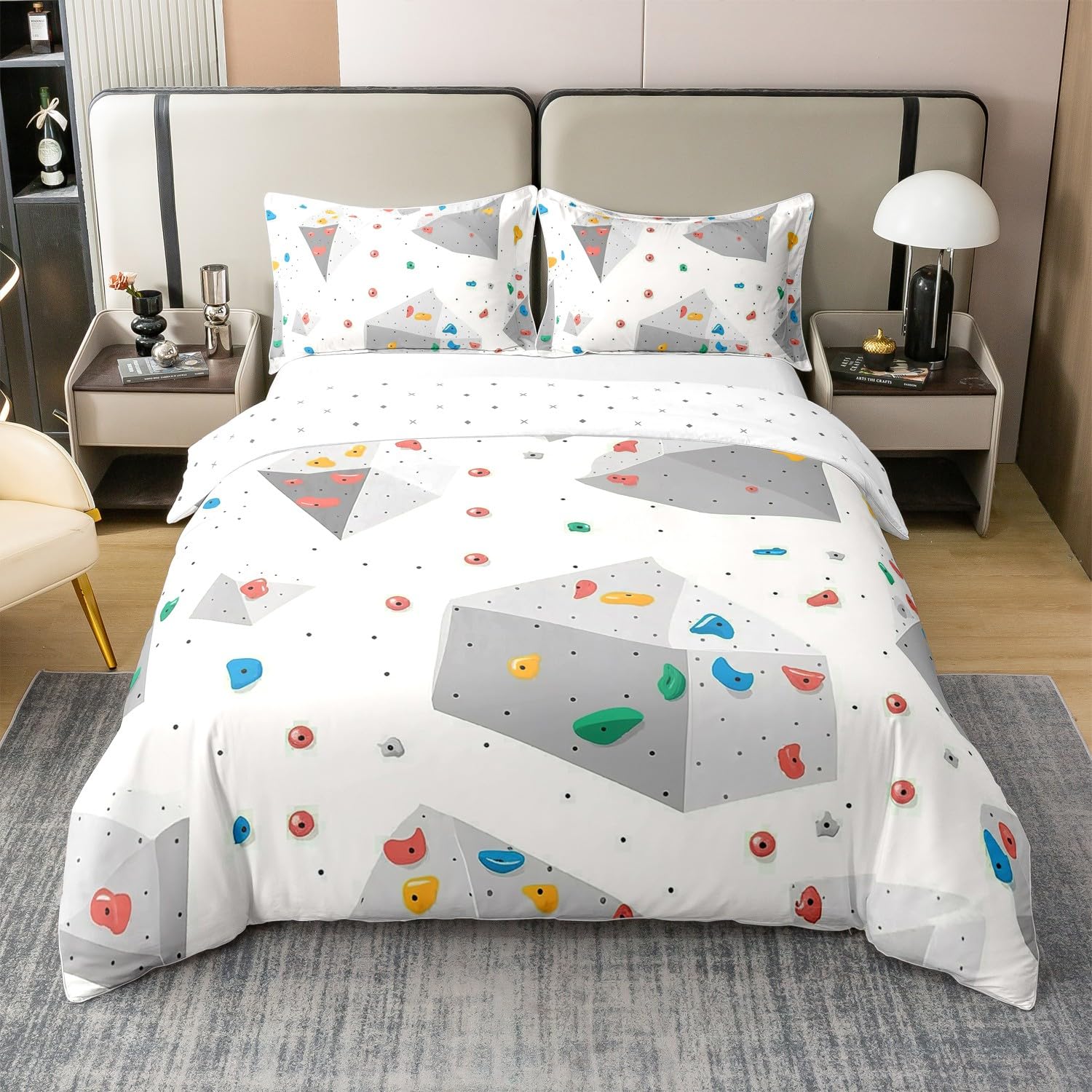 Housse de couette 140x200 escalade blanc cassé en coton avec taie
