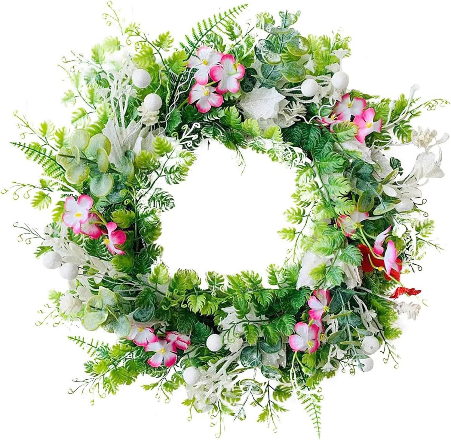 Corona De Flores Artificiales para Puerta De Entrada, Corona De Verano para Puerta De Entrada, Corona De Eucalipto Verde De Verano, Decoración De Flores De Mariposa para Boda, Pare