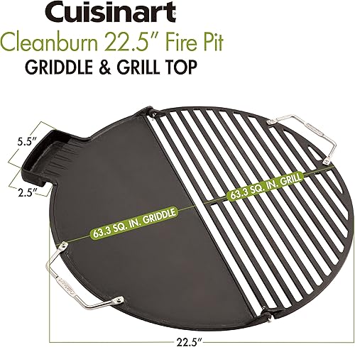 Miniatura 7 de Cuisinart CHA-830 Cleanburn - Plancha y parrilla para fogata, hierro fundido pre-sazonado