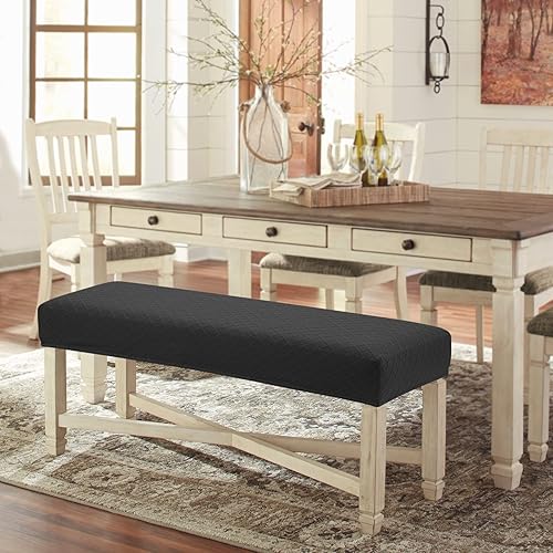 Miniatura 2 de Fuloon Funda impermeable para banco de comedor, funda extraíble lavable para sala de estar, dormitorio, cocina (negro)