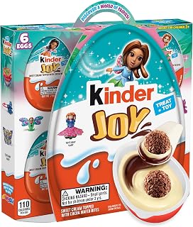 Kinder Joy Eggs, Assorted Variety Pack Treat + Toy, 6 Ct, 4.2 Oz | Fairies & Friends toy and treat with sweet cream and crispy wafer bites, perfect party favors for kids, or for a pinata