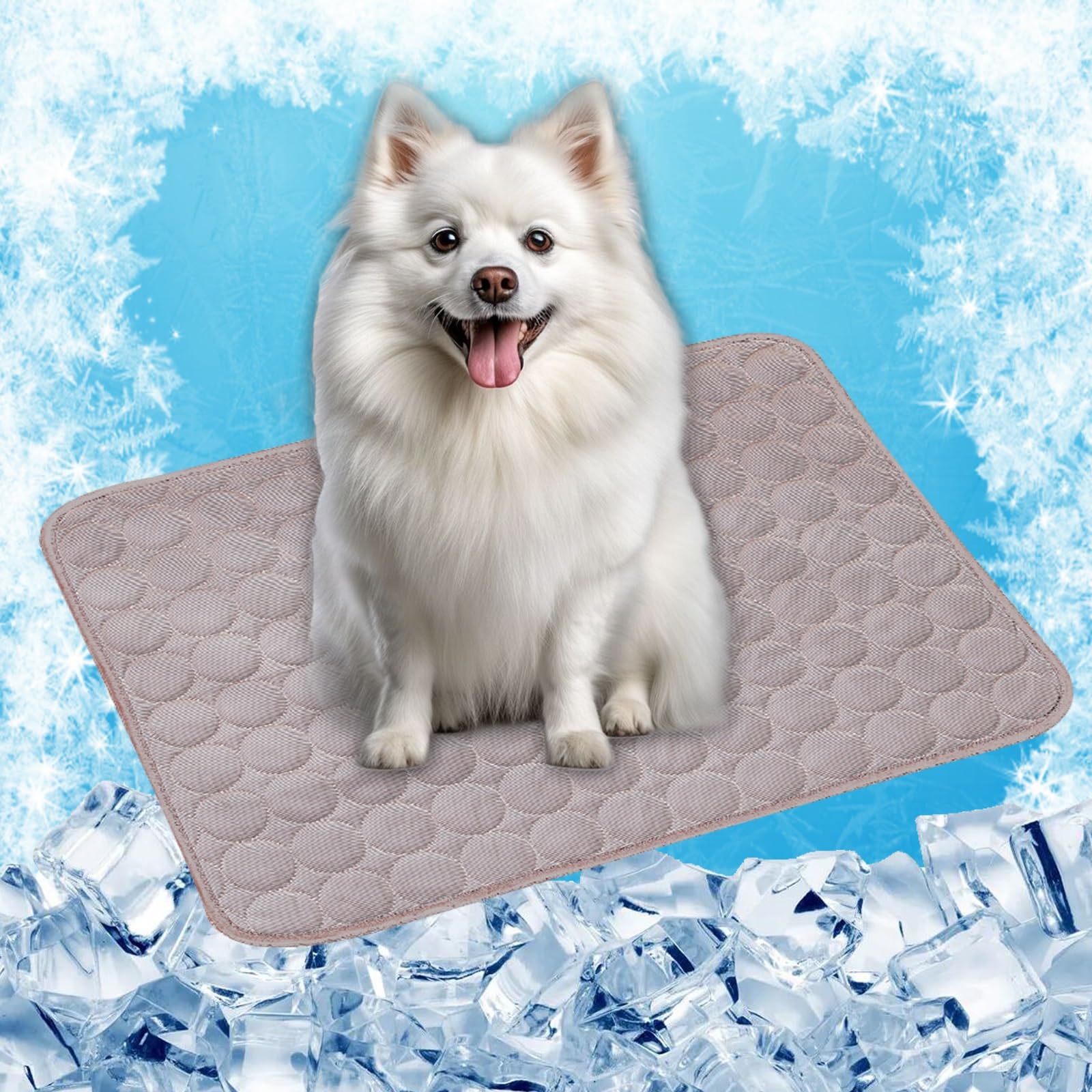 Tapis rafraîchissant chien et chat marron LONGCAO 150x100 cm lavable en machine pour l'été