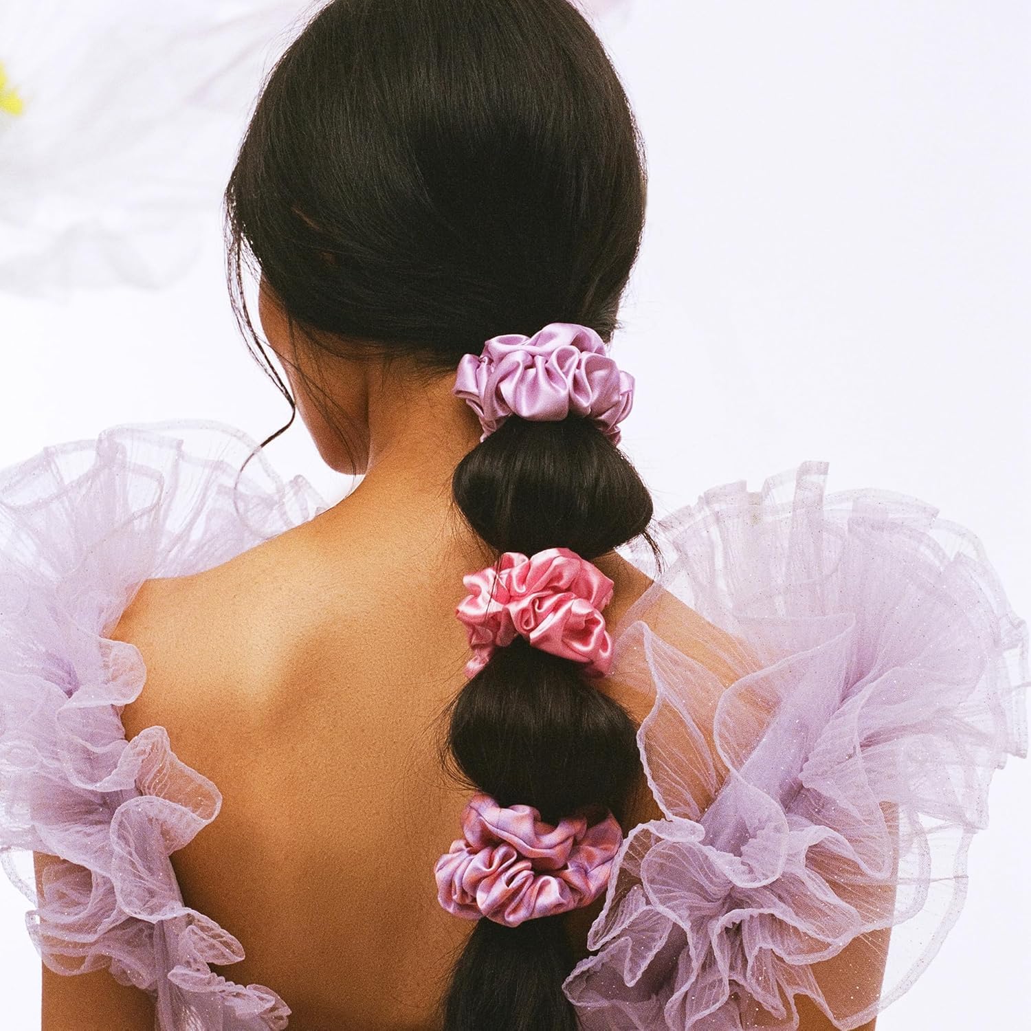 slip Large Silk Scrunchies, Elevate Your Hair Game with Anti-Crease, Anti-Breakage Design, Crafted from Slipsilk, Belleflower - Image 3