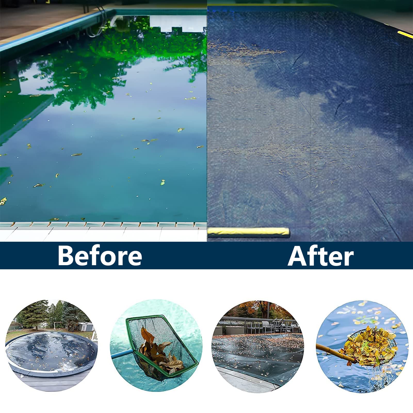 Filet rectangulaire pour piscine creusée avec corde - Réglable et découpable - Protection durable contre les feuilles et les débris - 10 m x 10 m