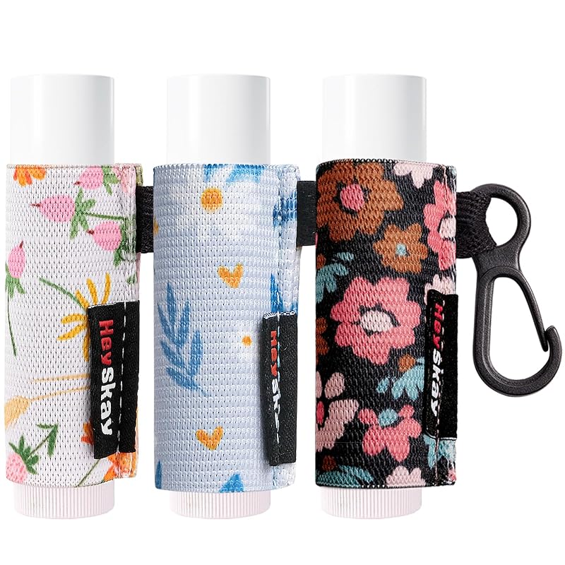 Porta-bálsamo labial HEYSKAY com chaveiro, Pacote com 3