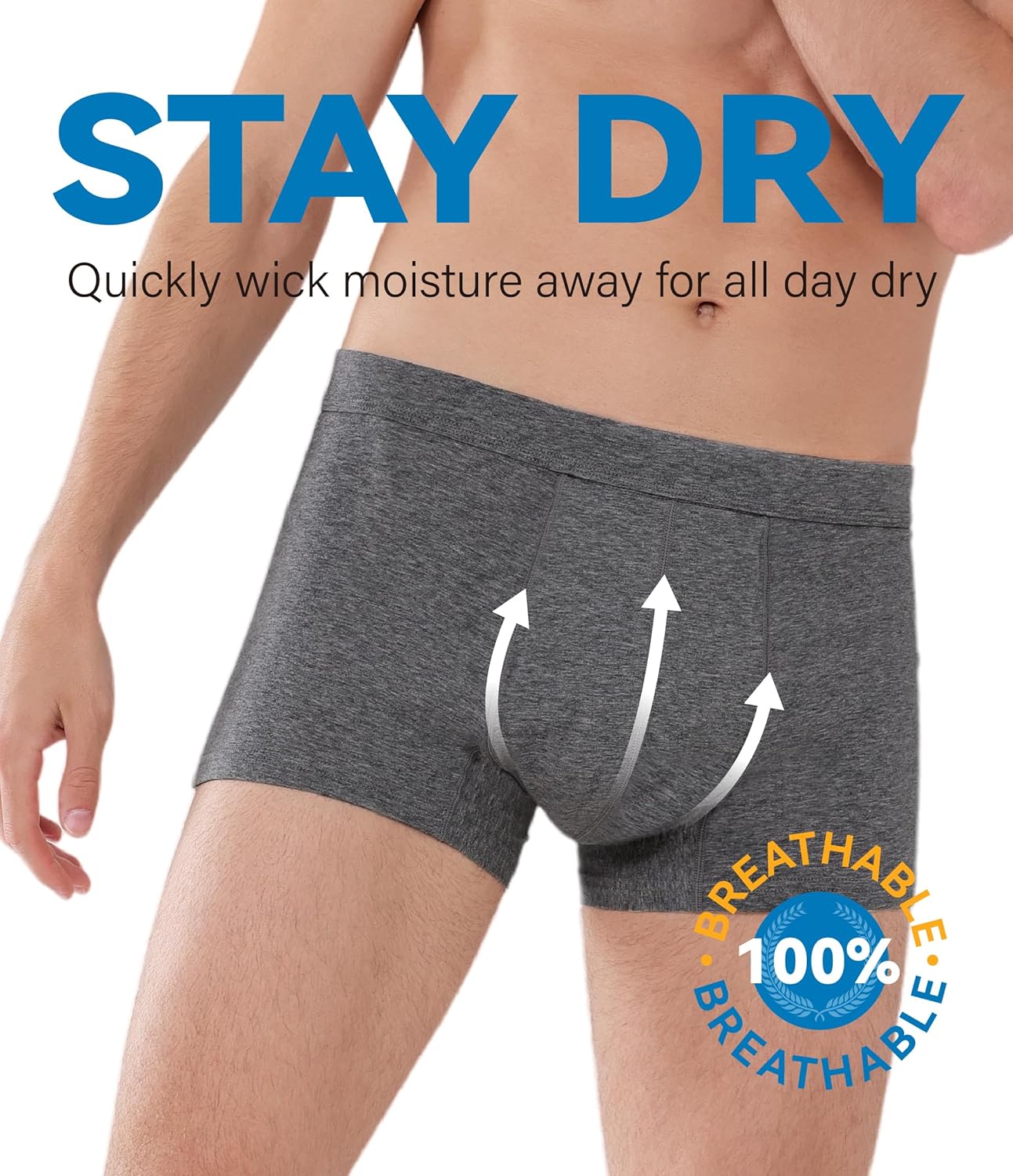 Mens Incontinence Underwear Washable Leak and Odor Protection 60ml Absorbency Covered Waistband Boxer Briefs 3 Pack (3 Dark Gray, XL) - Image 7