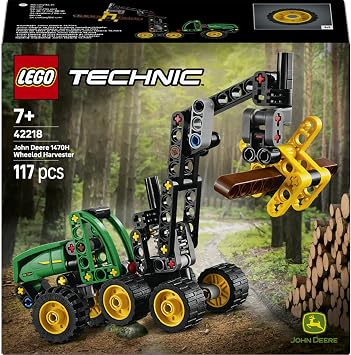 LEGO Technic John Deere 1470H Tekerlekli Orman Makinesi 42218 | 7 Yaş ve Üzeri Kız ve Erkek Çocuklar için Çalışan Kepçe ve Kütük İçeren Oyuncak Yapım Seti, Hediye Fikri (117 Parça)