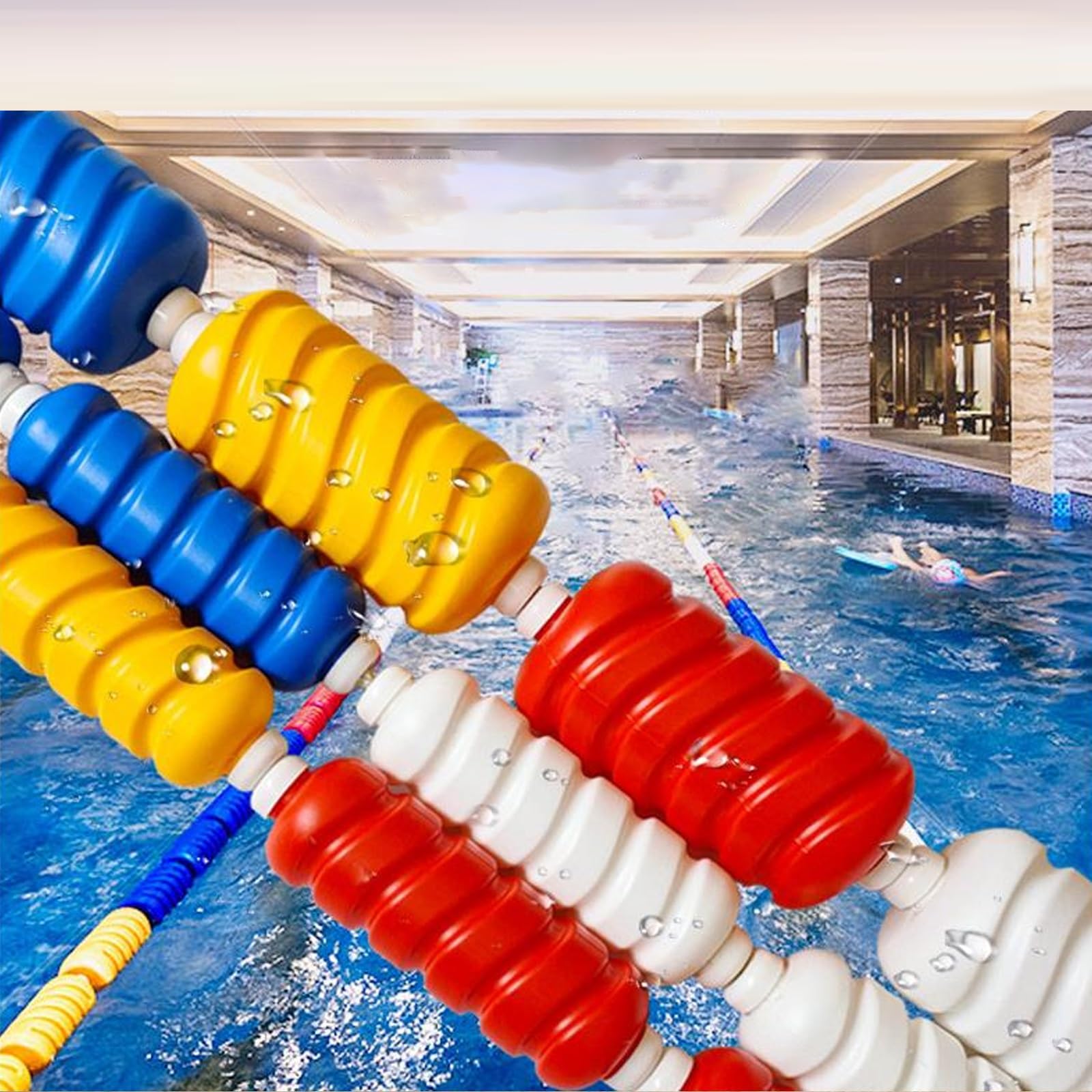 Kit de cuerda y flotador de seguridad para piscinas,Separadores de carriles para piscinas, líneas de flotación de boya para marcador de carriles, línea divisoria de seguridad para piscinas(Diameter 9c