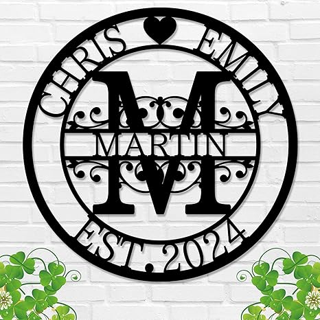 Custom Metal Signs | Personalized Monogram Name Sign | Wedding Gifts for Couples 2025 | Outdoor Wall Art for Family Name | Anniversary Wedding Gifts for Women, Wife, Parents, couple
