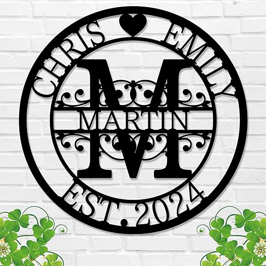 Custom Metal Signs | Personalized Monogram Name Sign | Wedding Gifts for Couples 2025 | Outdoor Wall Art for Family Name | Anniversary Wedding Gifts for Women, Wife, Parents, couple