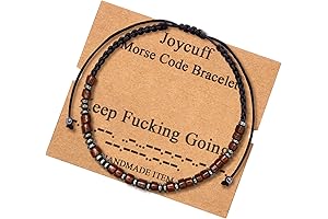 JoycuFF Inspirational Keep Funking Going Bracelet Womens Wooden Beads with Cord