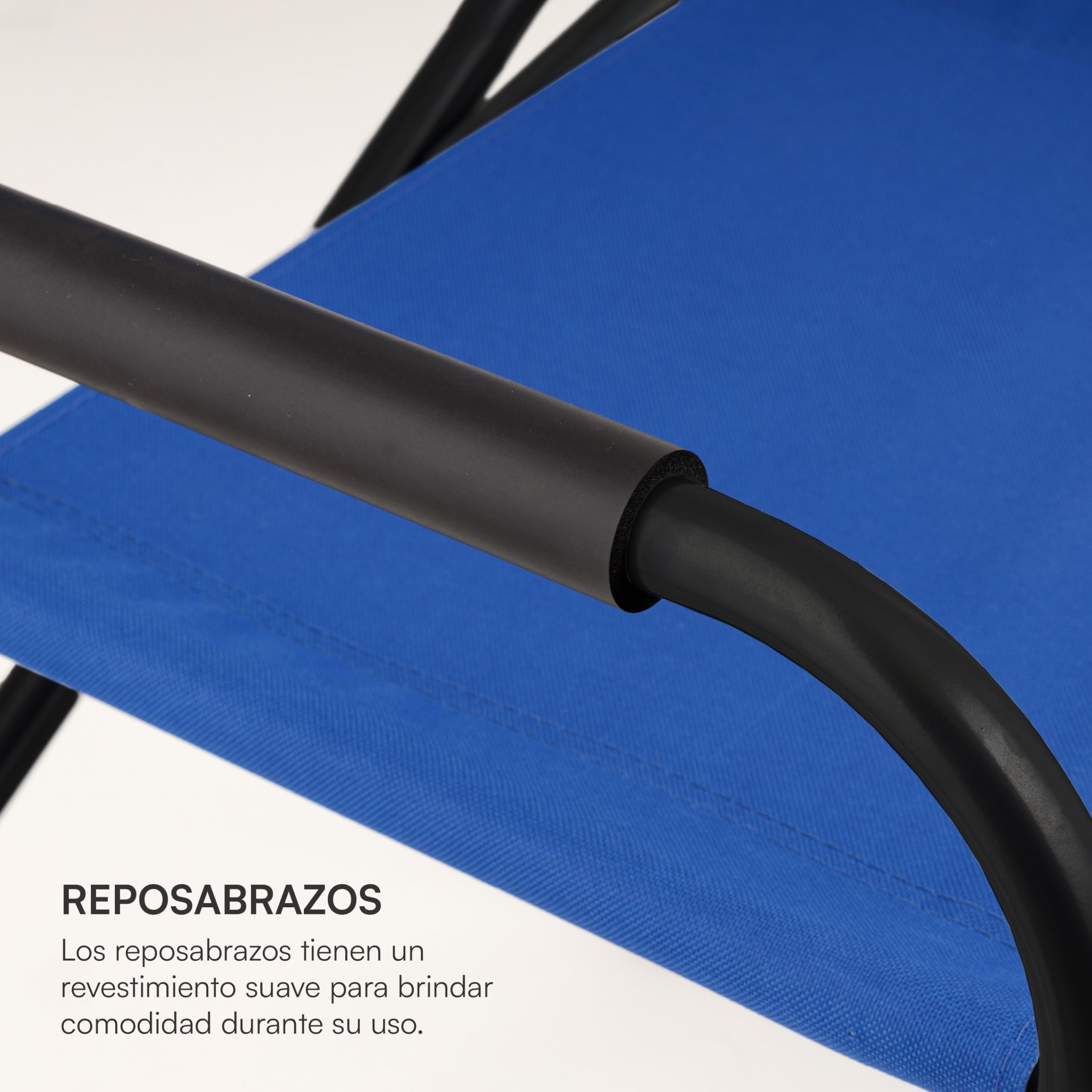 Baroni Home Silla de Director Plegable de Acero Tubular para Camping, Playa, Pesca, jardín, Ahorra Espacio, con reposabrazos Acolchados de Esponja, 56x44x76 cm (Azul)