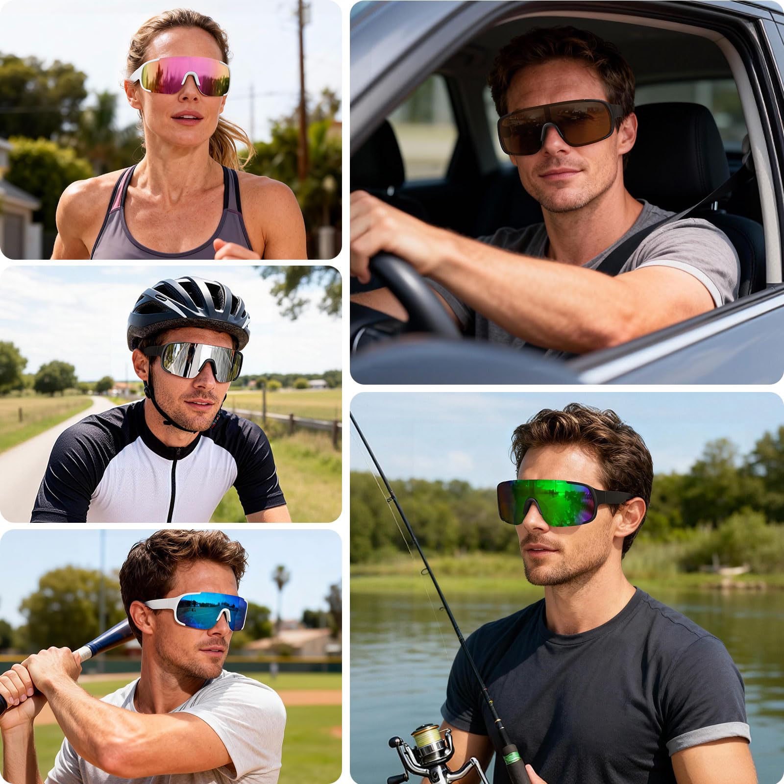 Lunettes de soleil polarisées, cyclisme, sport, lunettes de soleil pour homme et femme, protection UV, pêche, cyclisme, course à pied, lunettes de soleil enveloppantes