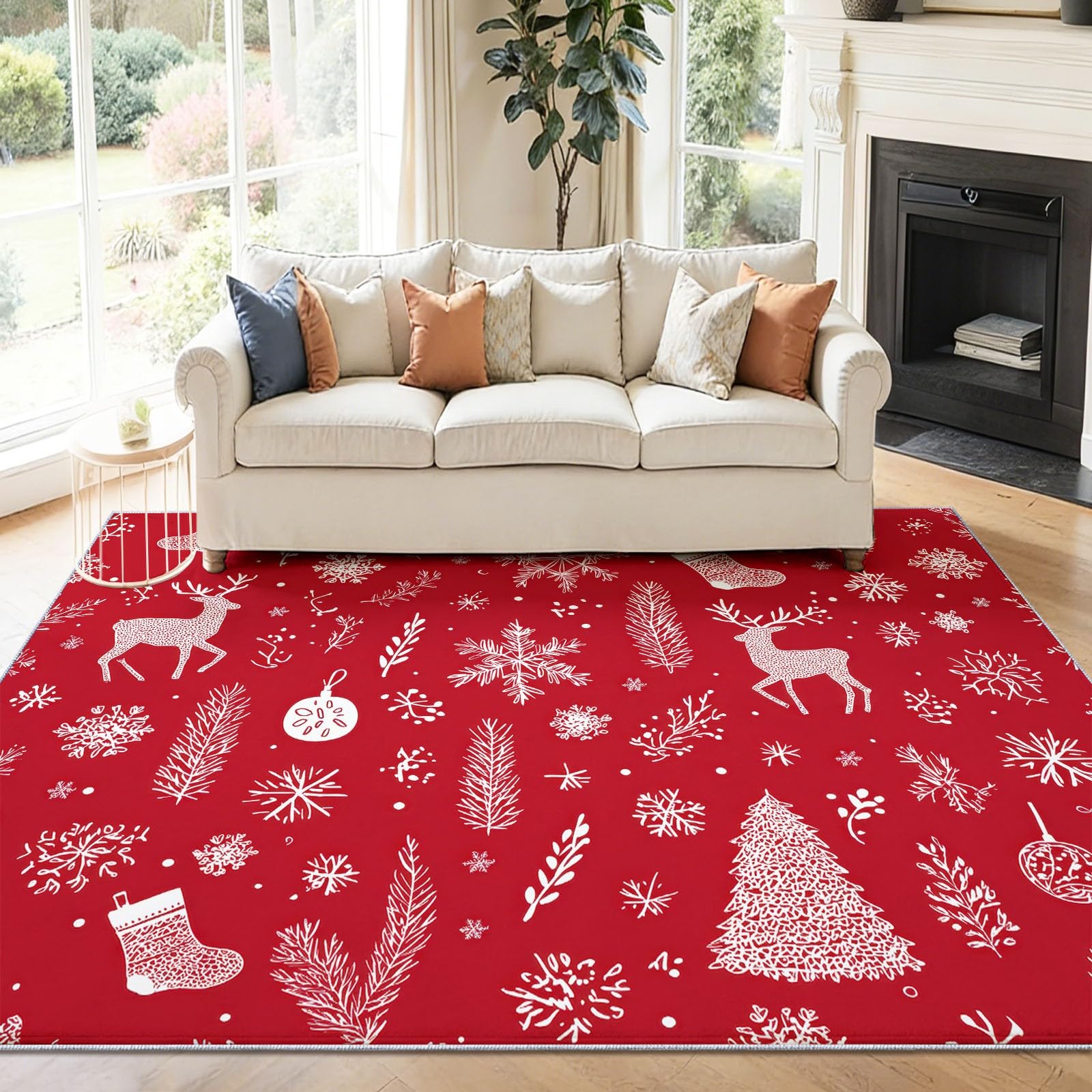 160 x 230 cm Pflegeleicht Flach Teppich WohnzimmerWeihnachten
