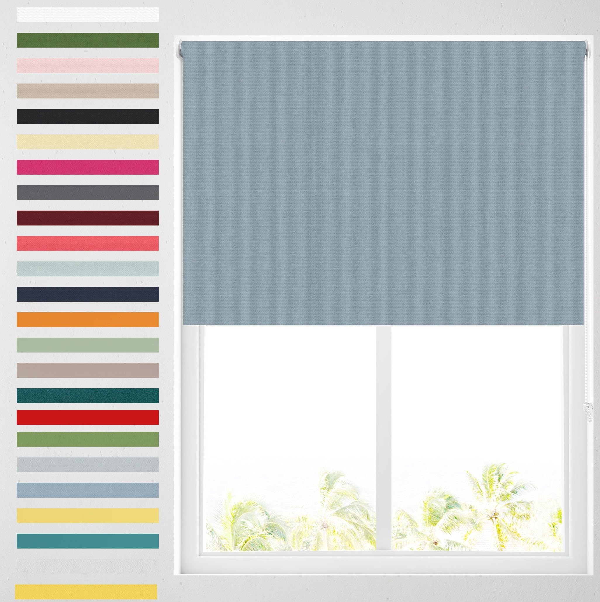 Barnes Blinds - Blackout Roller Blinds for Windows, Custom Cut to Size - Black Out Thermal Fabric Durable Fittings Easy Fit - Roller Blind (Steel Blue 61cm)