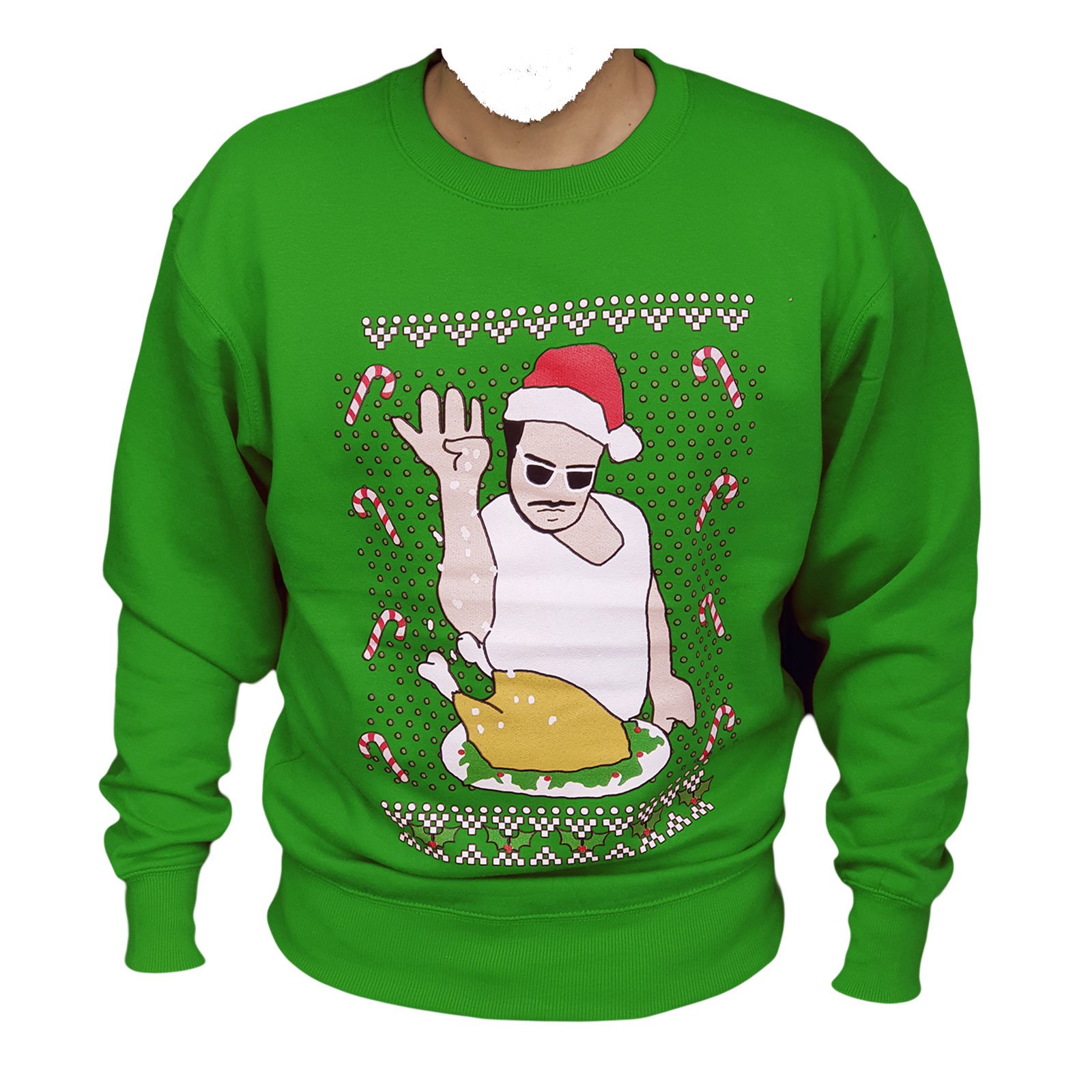 Malaika FashionsWomens Salt Bae Christmas Sweatshirt Ladies Sweater Snow Turkey Meme Tops Jumper Xmas Funny Gift (S/M (UK8-10), Jade)