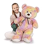Tezituor Big Teddy Bear,52\'\' Giant Stuffed Animal,Large Soft Bear Plush Toy,Plushie for Warmth & Comfort for Girlfriend Girls Boys Girlfriend for Valentine, Christmas, Birthday,Rainbow Yellow