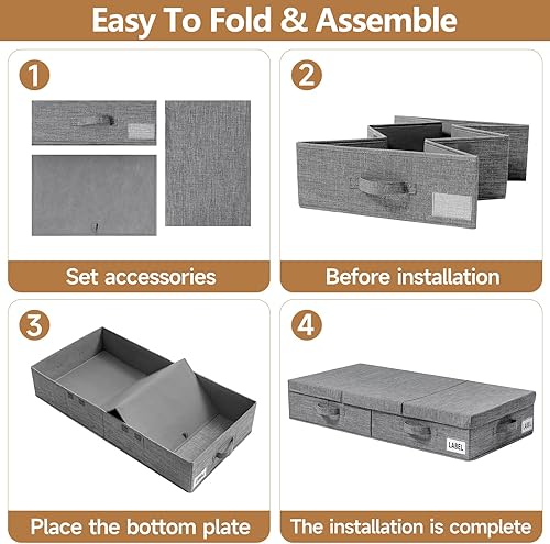 Miniatura 6 de Contenedores de almacenamiento debajo de la cama, contenedores de almacenamiento debajo de la cama con tapas y asas, paquete de 2 bolsas de