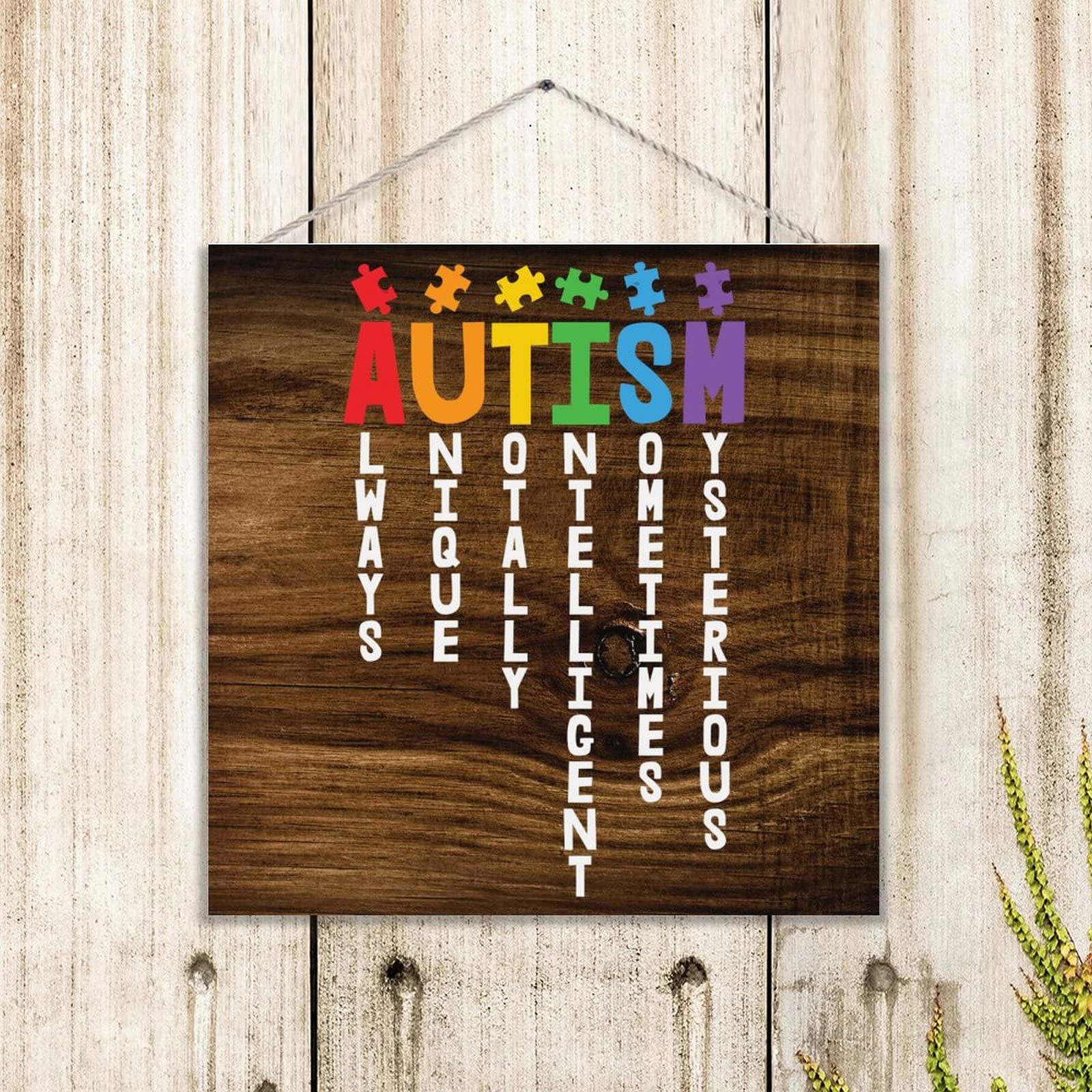 Evans1nism Targa in legno con autismo e autismo, con scritta Autism Is My Superpower, decorazione da parete per la casa, per soggiorno, casa colonica, camera da letto, cucina, 20,3 x 20,3 cm