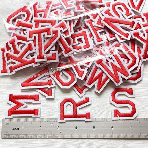 Miniatura 22 de Parches de letras para planchar de 1.3 pulgadas, 78 piezas, parches bordados del alfabeto A-Z para ropa, chaquetas, sombreros, mochilas, jeans
