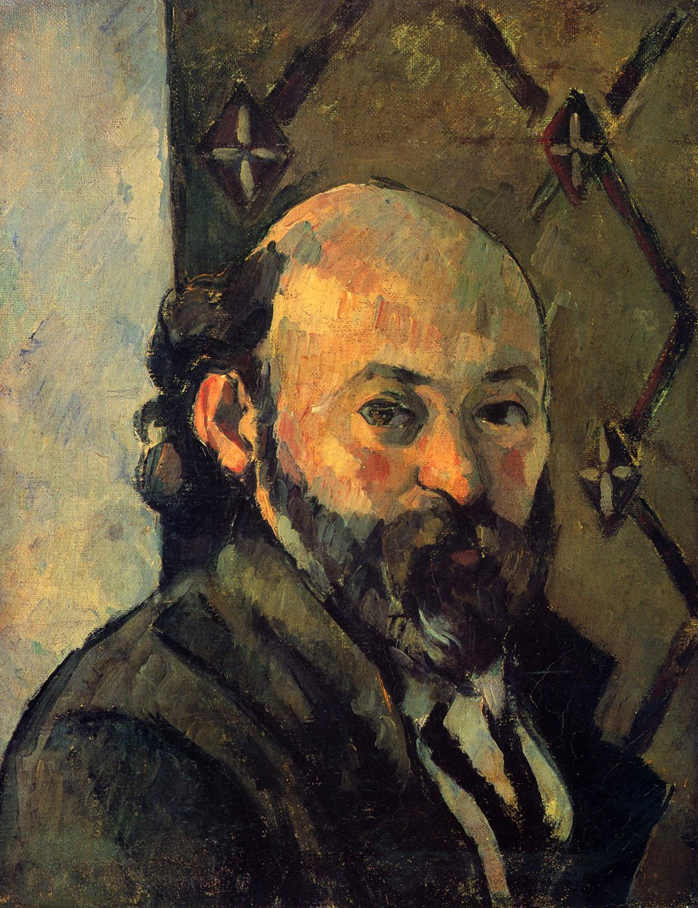 Lámina decorativa Paul Cézanne Portrait of Himself mediana mate para un salón con marco marrón