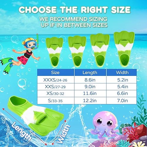 Miniatura 4 de Aletas de natación para niños, aletas de entrenamiento de natación, aletas cortas para jóvenes, piscina, esnórquel para niñas y niños principiantes