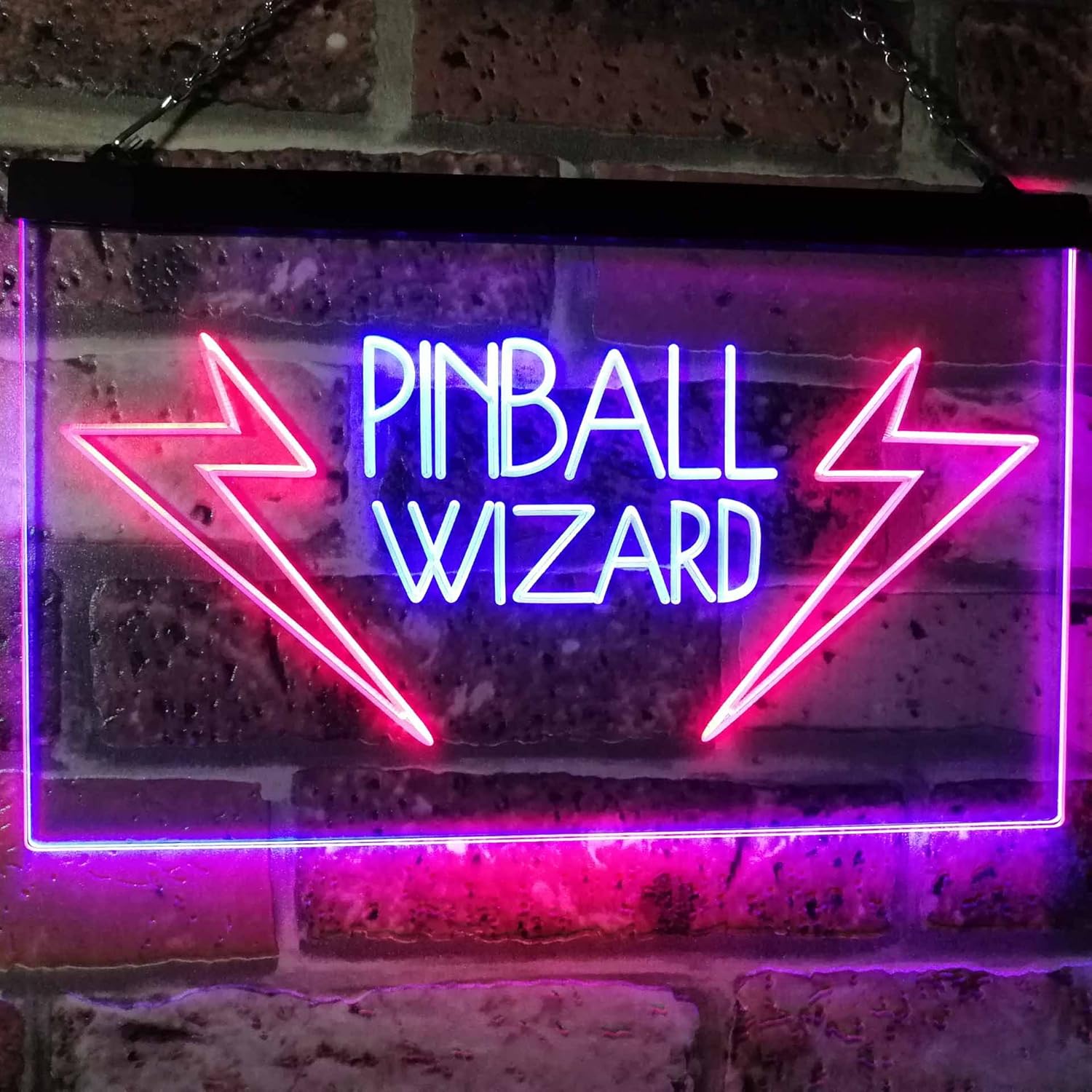 ADVPRO Pinball Wizard Game Room Display Bar Beer Club Dual Color LED Neon Sign Red & Blue 16" x 12" st6s43-i2797-rb