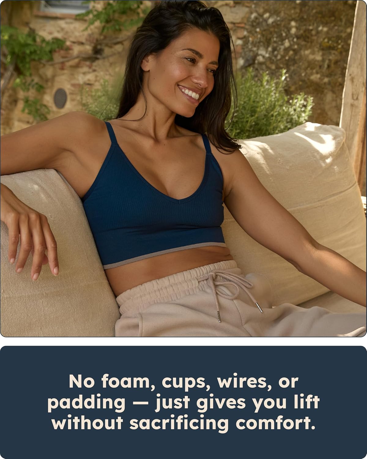 Harper Wilde Lounge Rib Triangle Bralette - Ultra-Soft & Lightweight Deep V Ribbed Bralette - Image 5