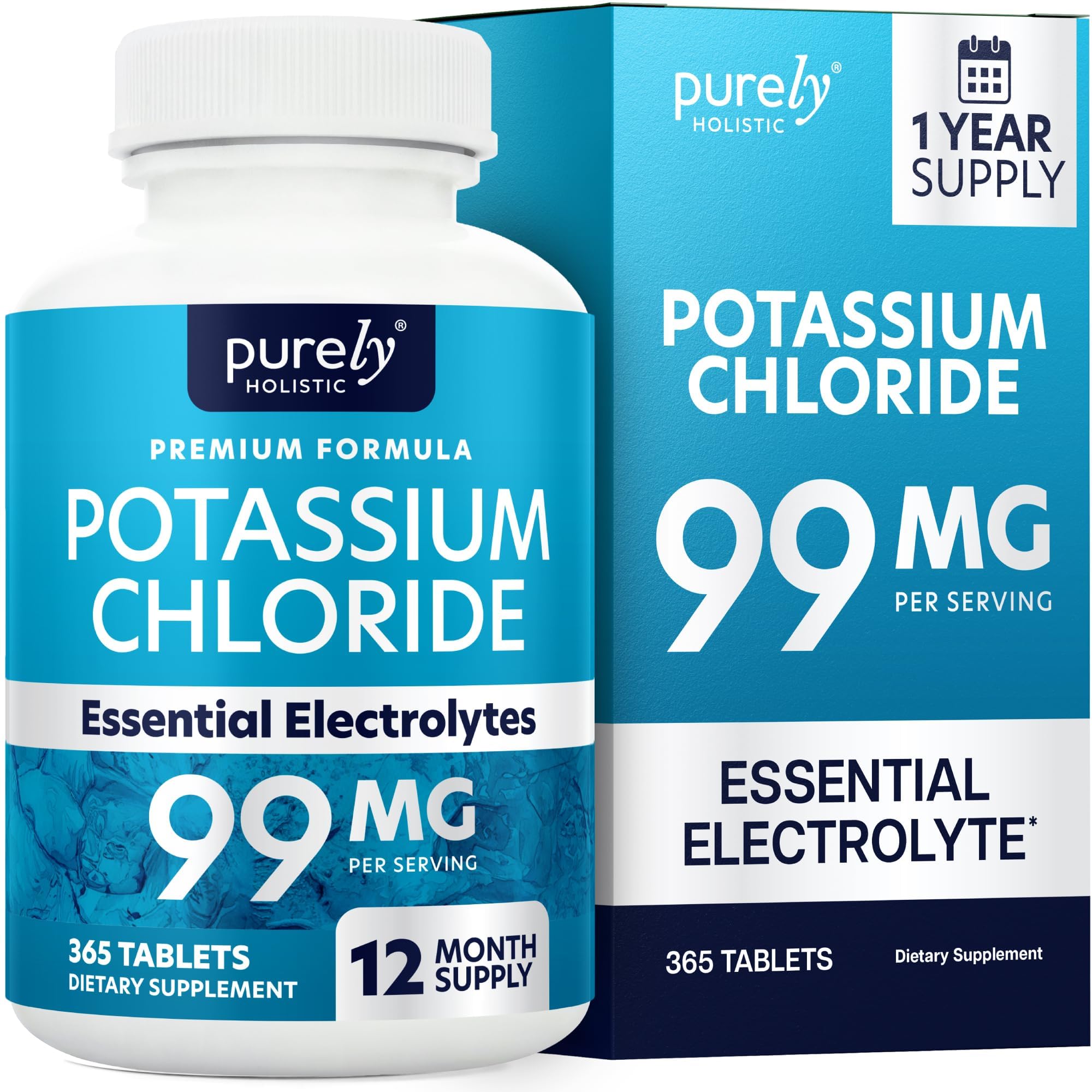 Potassium Chloride Supplement, 1 Year Supply, Heart Health & Fluid Support