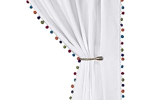 LORDTEX Colorful Pom Pom Sheer Curtains for Kids - Noise Reducing Light...