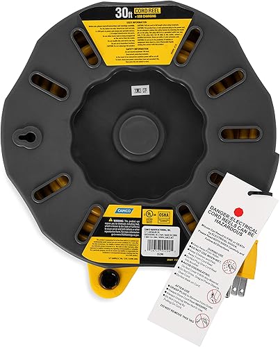 Miniatura 2 de Camco Carrete de cable de extensión RV de 30 pies y 10 amperios, clasificado para 125 V1,250 W, cuenta con 4 tomas eléctricas de 125 V y 2 puertos