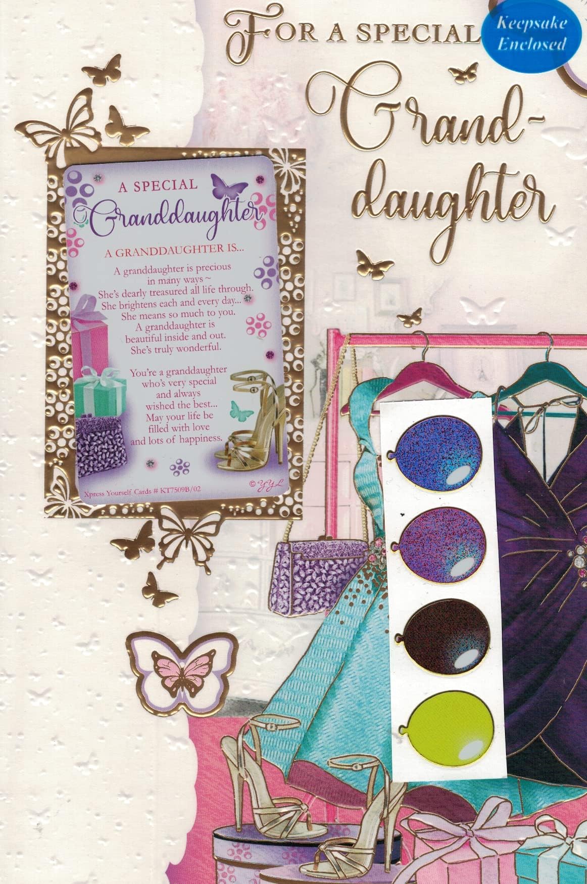 "Express Yourself" Birthday Card for Granddaughter - Includes Keepsake and Envelope - Gifts, Shoes and DressesTheme Design for Her