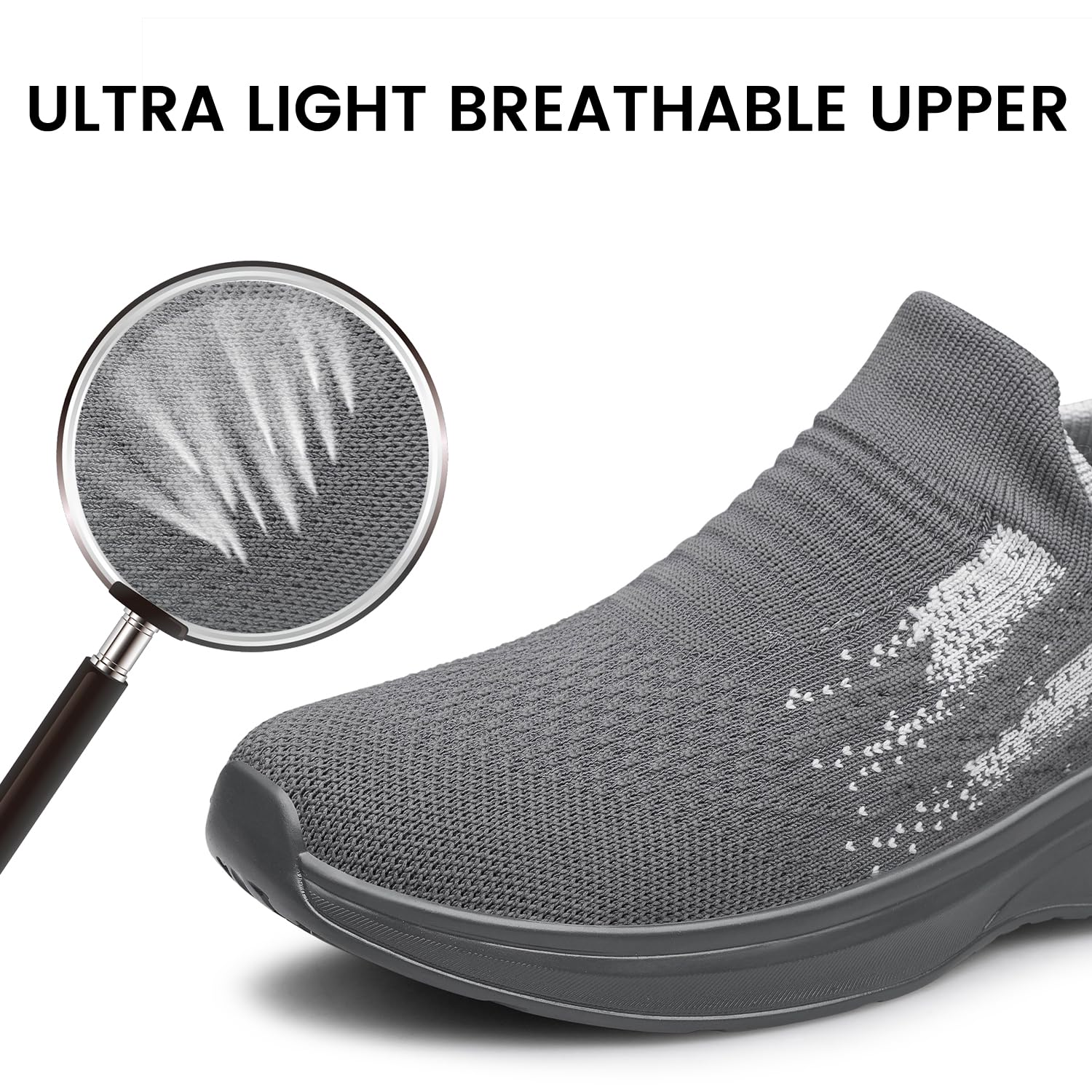 YHOON Mens Walking Trainers Slip on Lightweight Running Shoes Workout Athletic Tennis Shoes Gym Sneakers