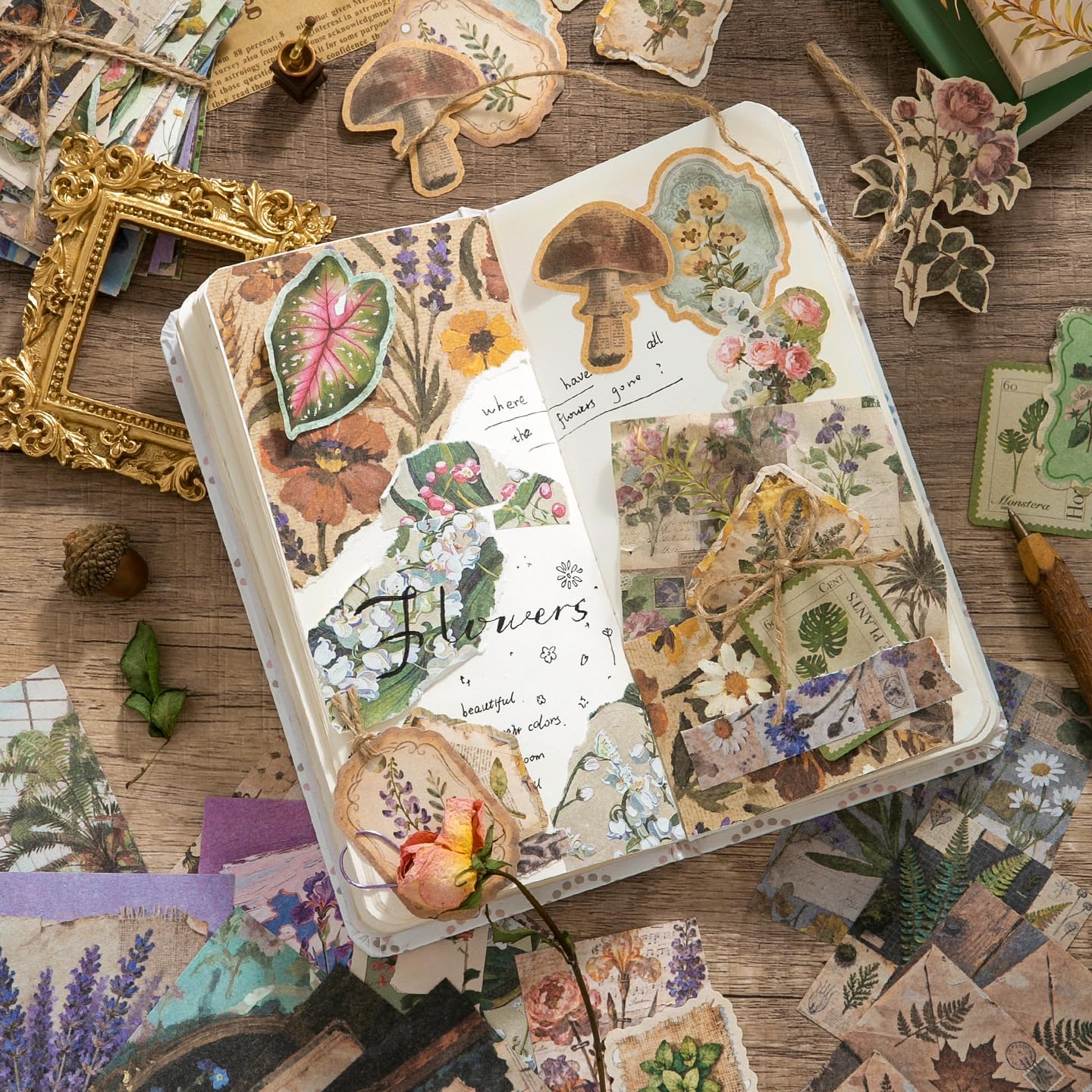 QCTC Vintage Journal Supplies, Aesthetic Scrapbook Retro Craft Kit Ephemera for Junk Journal Collage Art Background (400Pcs)