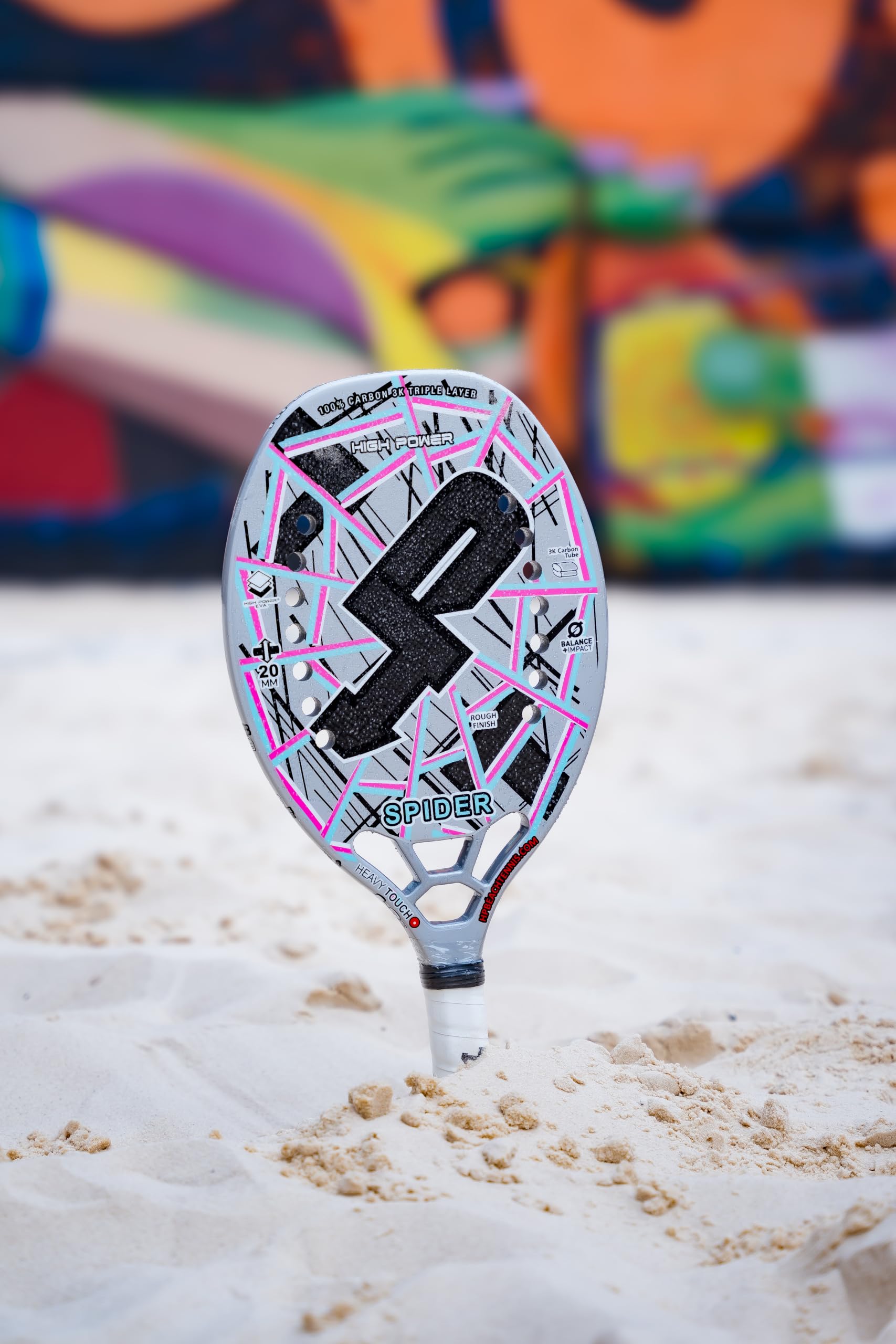 Racchetta Beach Tennis 100% Carbonio 3K HP SPIDER - Eva High Power - Profilo 20 mm - Dennis Valmori