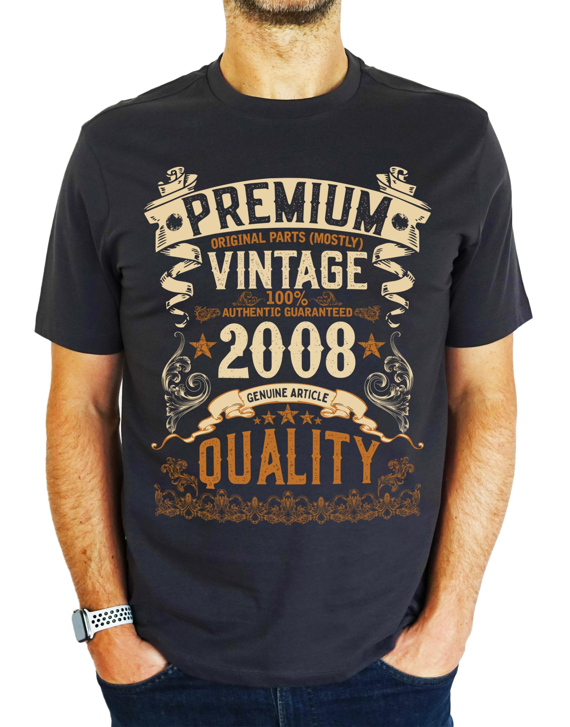 My Generation Gifts Men's Charcoal Grey 2008 Vintage - Premium Quality - 18Th Birthday Gift | Present T-Shirt M