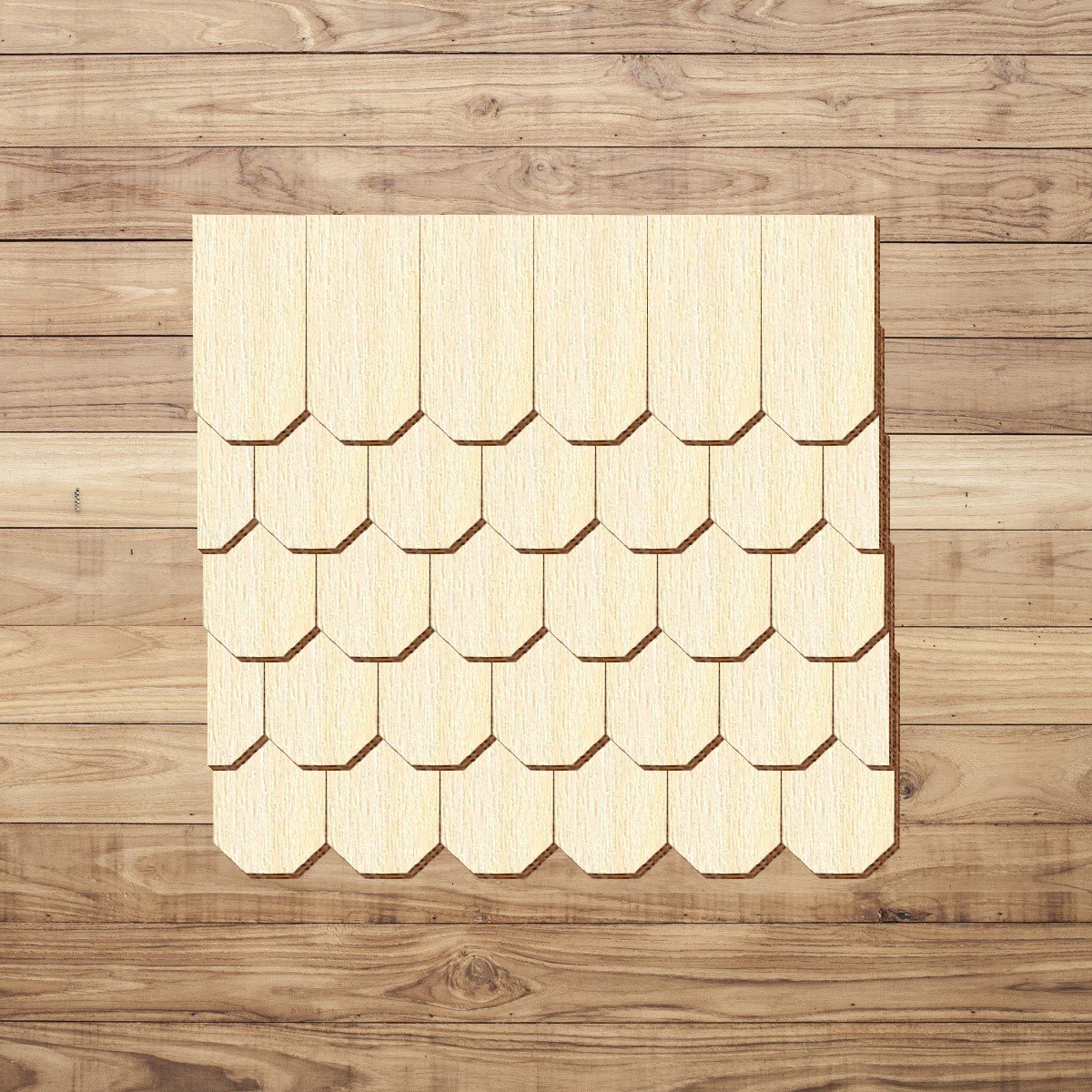 Tejas de madera contrachapada, forma de panal, selección de tamaño y cantidad, tamaño de teja: 45 mm x 22,5 mm, paquete con 75 unidades