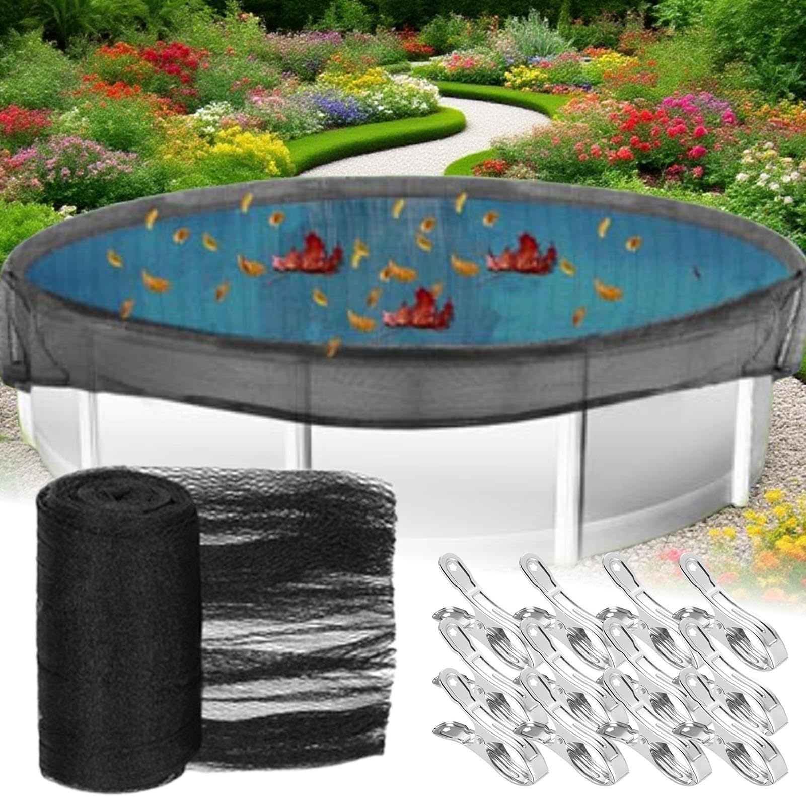Cubierta de piscina segura con 12 grapas | Red de agua para protección solar | Ideal para mascotas y niños | Jacuzzi exterior e interior, jardín, hogar, uso comercial