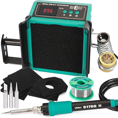 YIHUA 948DQ-II Extractor de humos de soldadura 2 en 1 60 W, control de temperatura ajustable, estación de hierro de soldadura, ventilador removedor