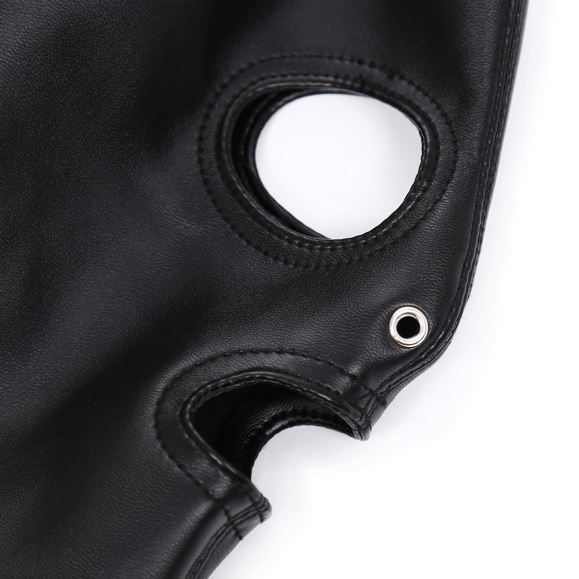 Masque de tête en cuir souple Avec Perruque Amovible Bondage BDSM Masque Fétiche Couvre-Tête pour les Yeux avec Laçag d'Halloween