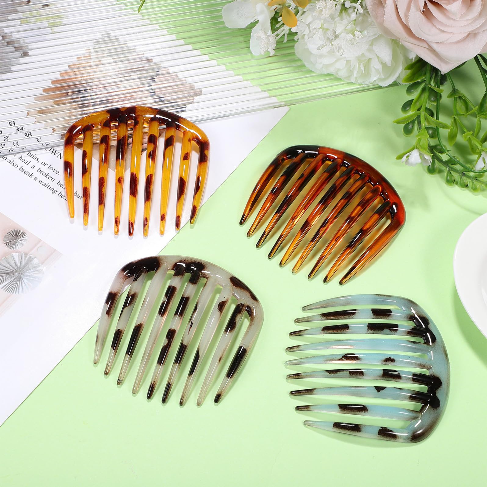 STOBAZA 8 Pezzi Pettini Laterali Francesi in Plastico Leggeri e Facili da Usare per Acconciature Donna in Occasioni Speciali e Informali
