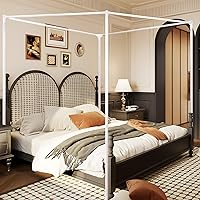 Vista 9 de Dosel de cama tamaño king de Mosqutent con postes de acero inoxidable y soporte decorativo para dormitorio