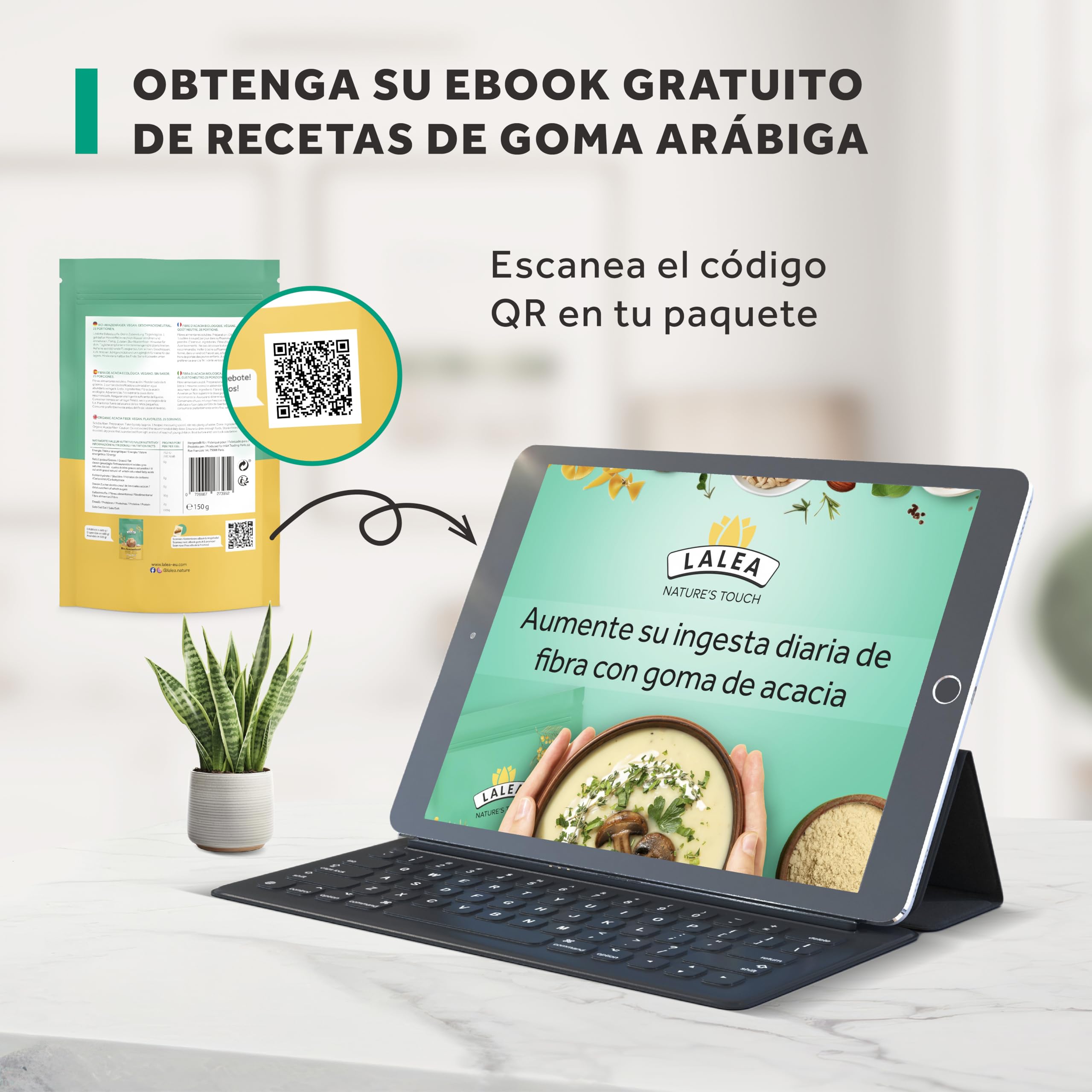 Goma arabiga orgánica en polvo, Goma de acacia bio en polvo fibra soluble 1 Kg, Vegano y Keto, Sin gluten, 90% fibra alimentaria