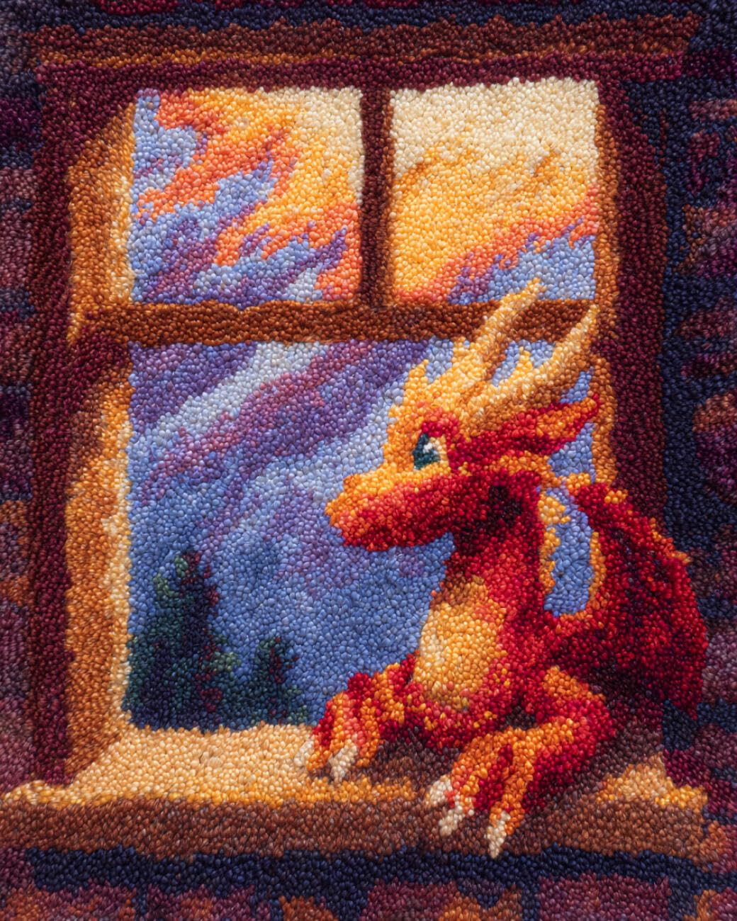 AMBATTERY Large Rug Making Kit Dragon by the Window 60x40cm