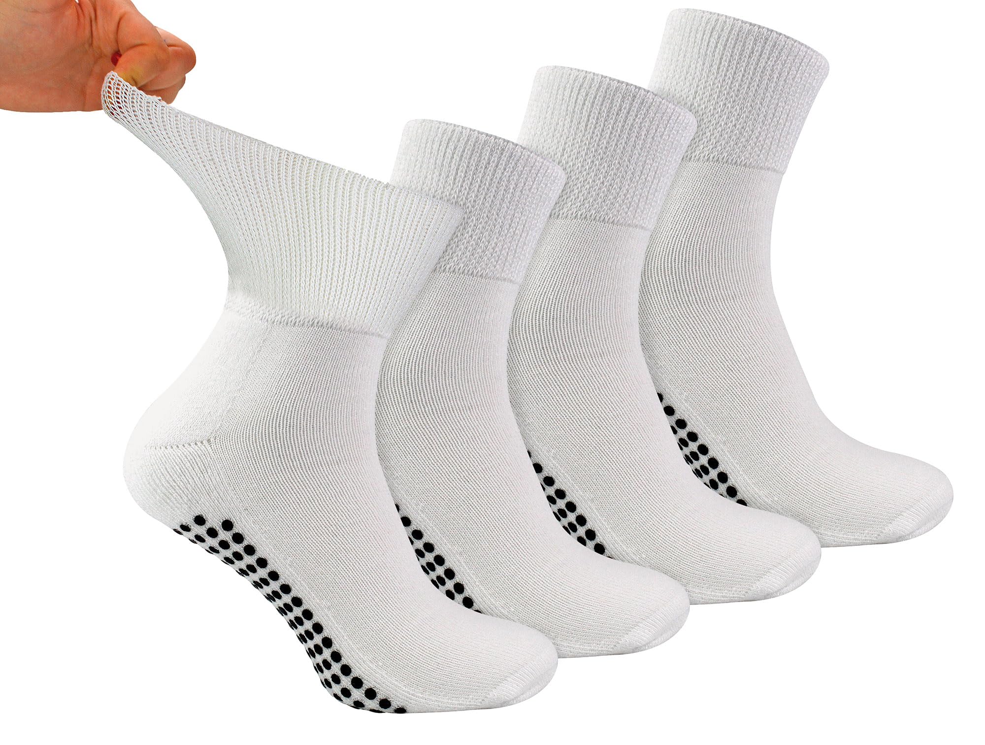 Dr.socks Unisex White Dr. Socks 4 Pack Short Bamboo Diabetic Slipper Socks